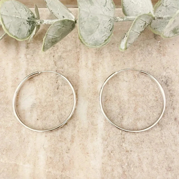 925 Sterling Silver Hoop Earrings Diamond Cut Hoop Earrings Small Hoops - Picture 3 of 5